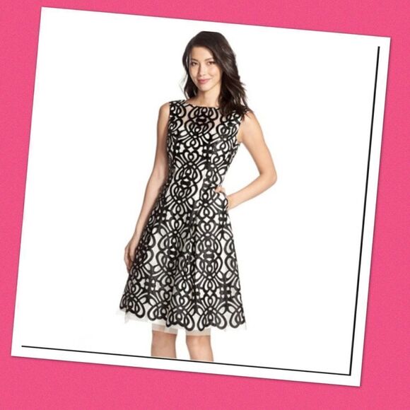 Aidan Mattox Cocktail Tea Length Tulle Lace Dress - Picture 3 of 6